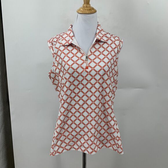 NVO Nivo Sport Polo Tank Womens L Large 1/4 Zip Sleeveless Collar Athletic Shirt - Picture 2 of 11